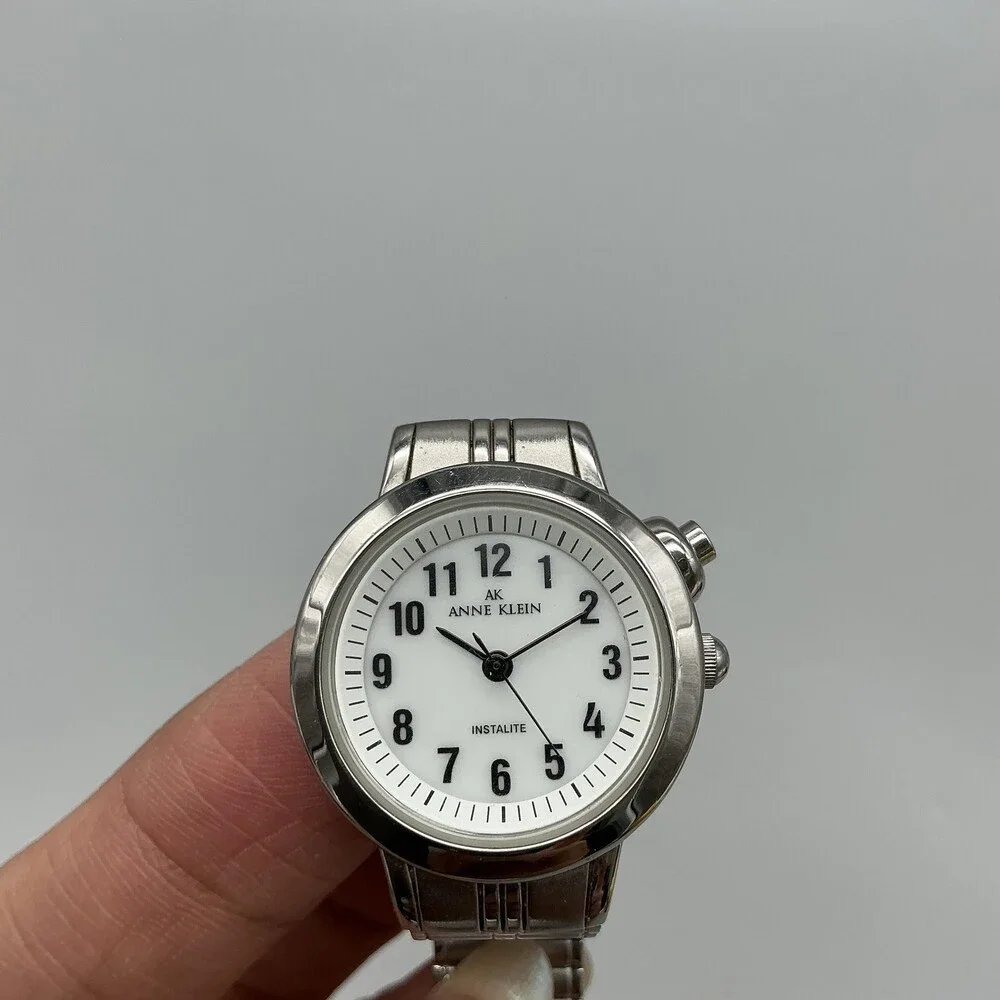 Anne Klein Womens Watch 25mm White Dial Silver Tone Stretch New Battery